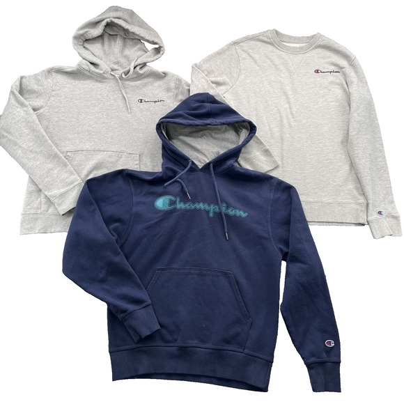 Champion Sweater Hoodie Lot of 3 Men's Small Gray Blue Sportswear Streetwear Gym - Picture 1 of 12